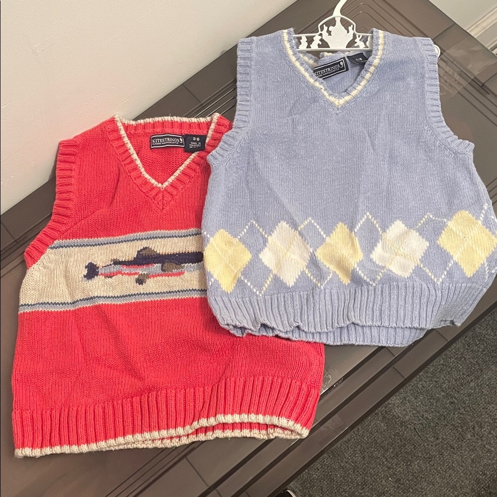 Stylish Kids' Sweater Vests - Airplane and Argyle Designs